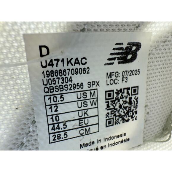 NEW BALANCE 471 Mens Size 10.5 Angora Garter Snake Grey Retro Sneakers‎ U471KAC main image 4